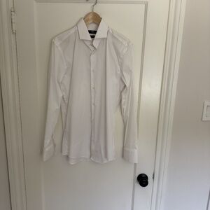 Hugo Boss, white dress shirt, size 15 1/2, slim fit, wrinkle free